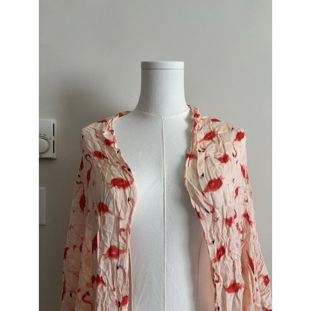 Kate Spade Scarf Festive Flamingos Oblong Pink Resort‎ Vacation Summer *FLAW
